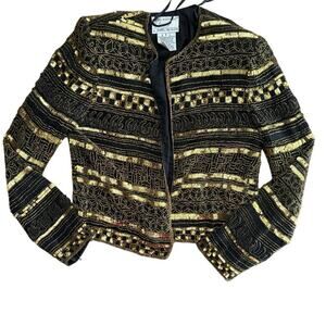 Adrianna Papell Boutique Women's Evening Silk Beaded Cardigan Size Small